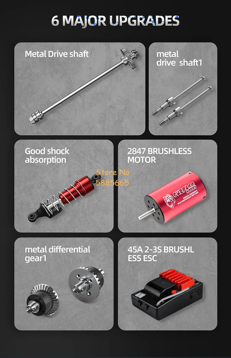 1:16 Brushless RC Car 4WD High-Speed Off-Road Truck