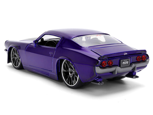 1971 Chevrolet Camaro Z/28 Purple Metallic with Black Hood "Bigtime Muscle" Series 1/24 Diecast Model Car by Jada-1