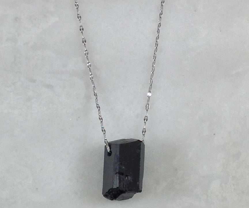 Black Tourmaline Rough Pendant (1pc)-4