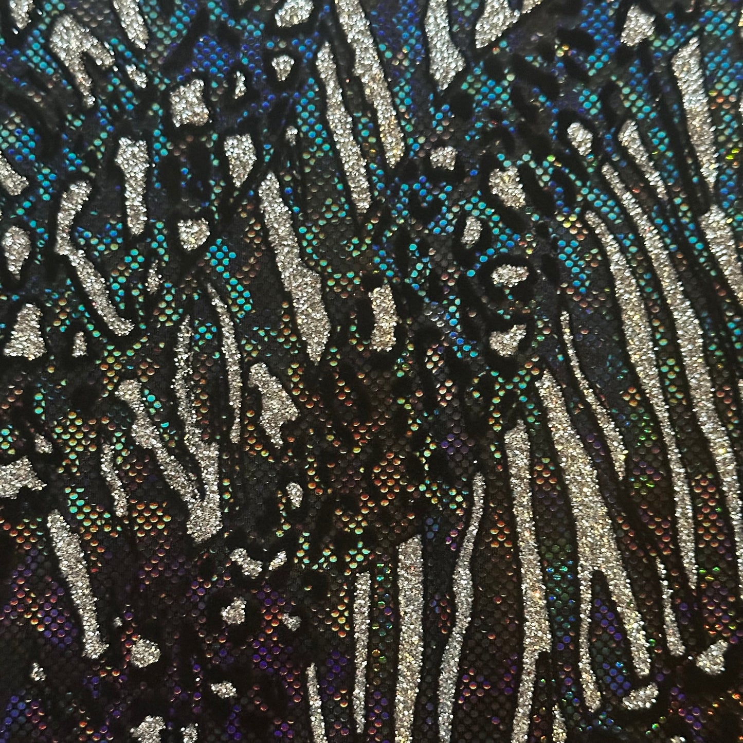 Cheetah Metallic Flocking Hologram Glitter Fabric in Nylon Spandex | Spandex Palace-4