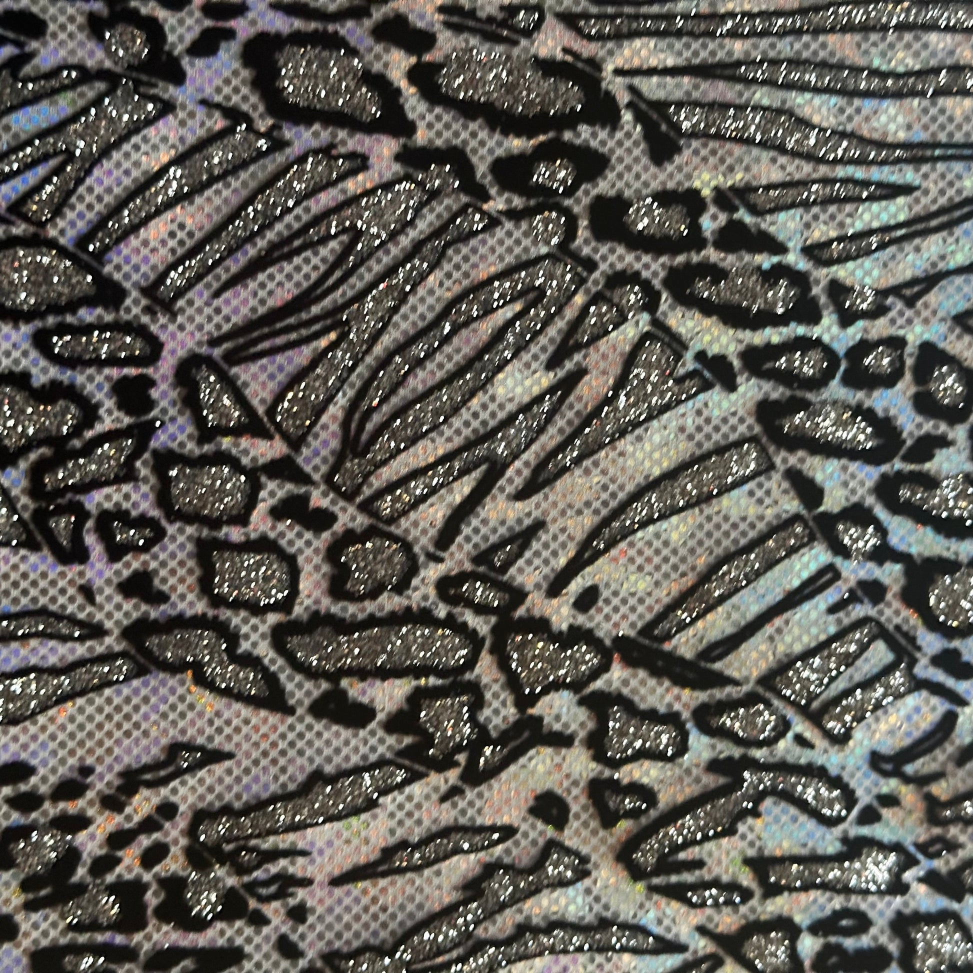 Cheetah Metallic Flocking Hologram Glitter Fabric in Nylon Spandex | Spandex Palace-5