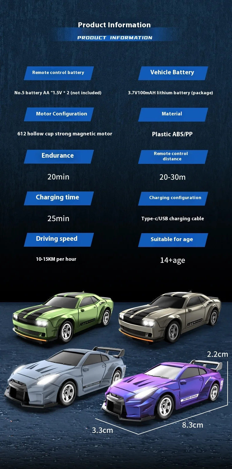 1:64 Mini RC Drift Car 4x4 High-Speed Racing Model