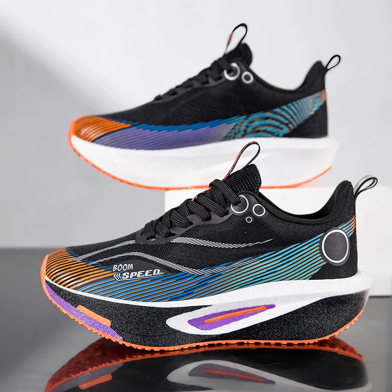 Carbon Plate Running Shoes Breathable Non-Slip Sport Sneakers