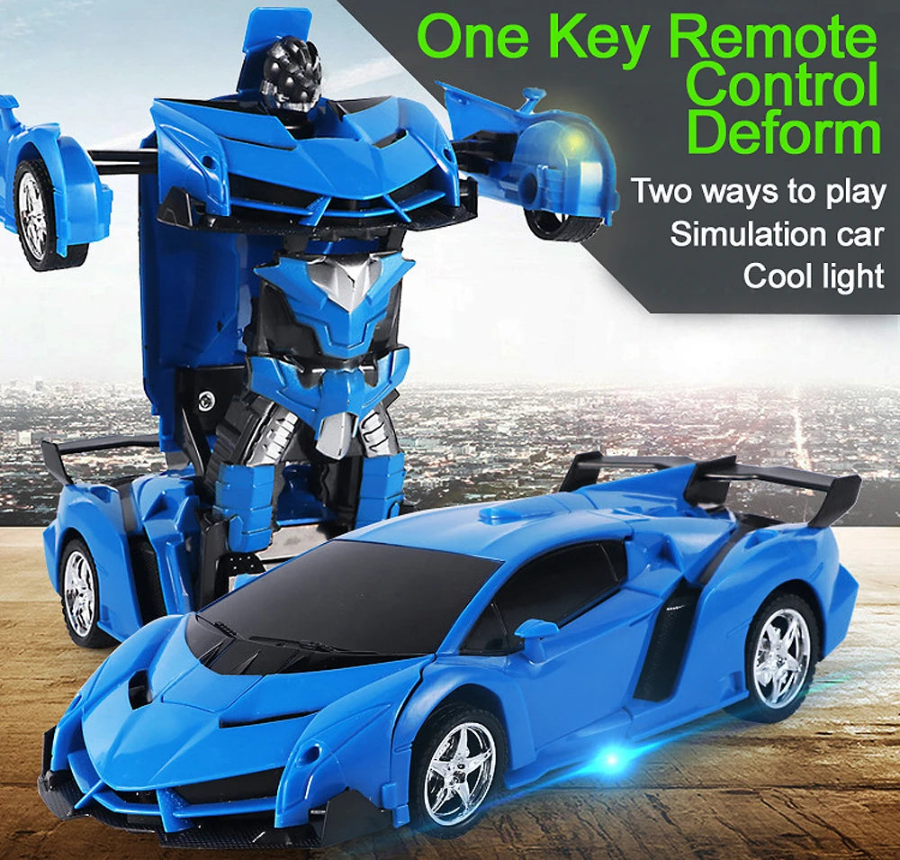 2-in-1 RC Car Robot Transforming Remote Toy for Kids