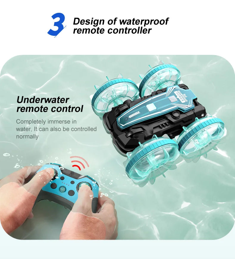 Amphibious RC Car Waterproof 360° Flip Stunt Toy
