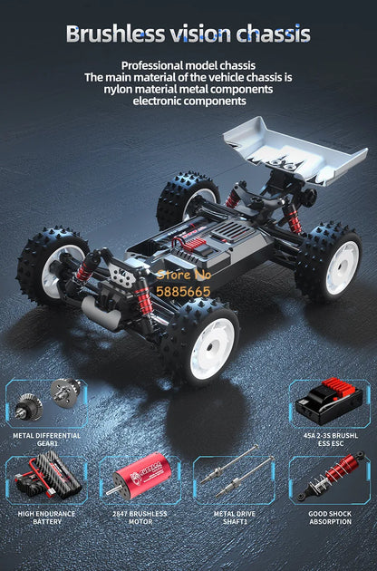 1:16 Brushless RC Car 4WD High-Speed Off-Road Truck