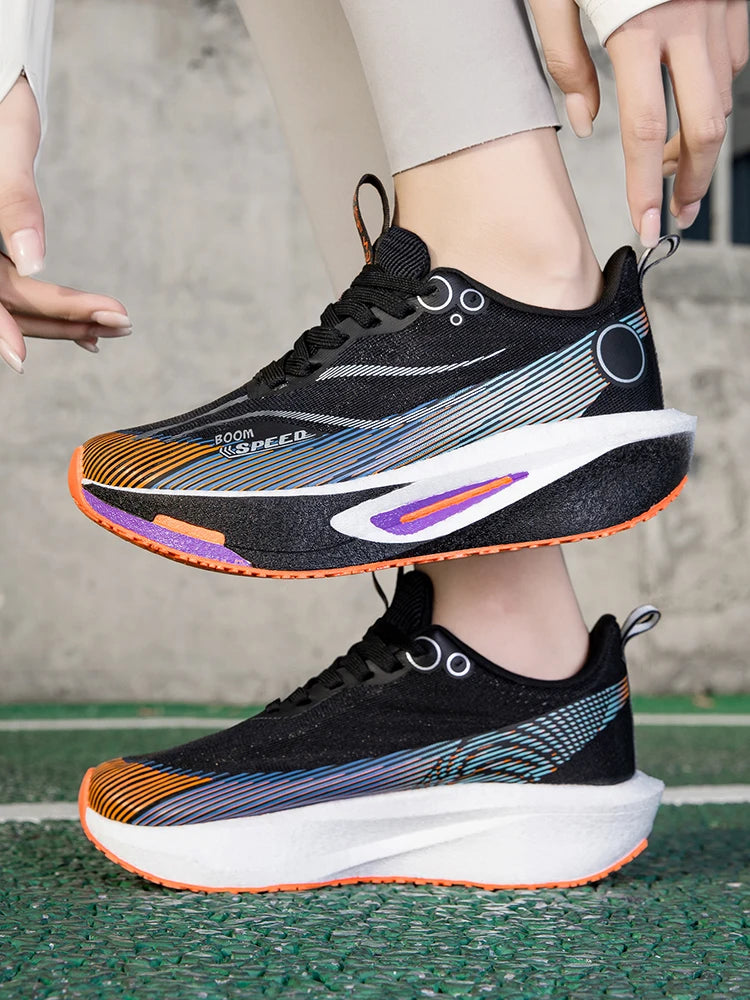 Carbon Plate Running Shoes Breathable Non-Slip Sport Sneakers