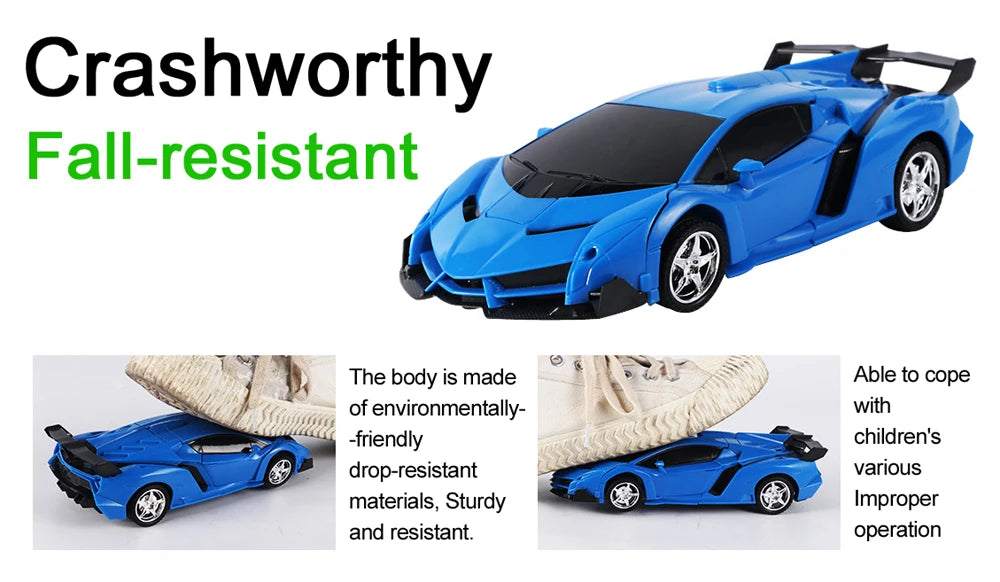 2-in-1 RC Car Robot Transforming Remote Toy for Kids