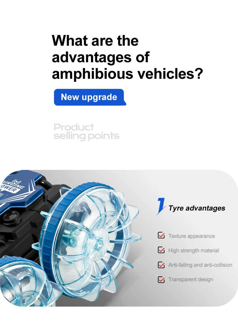 Amphibious RC Car Waterproof 360° Flip Stunt Toy