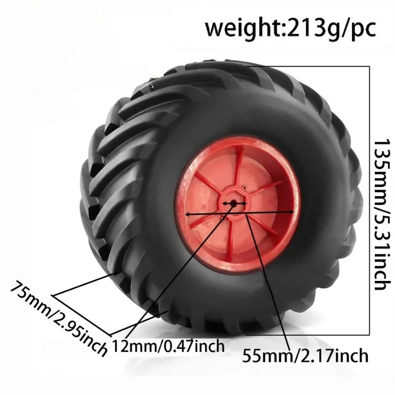 4pcs 133mm RC Monster Truck Tires 12mm Hex Upgrade