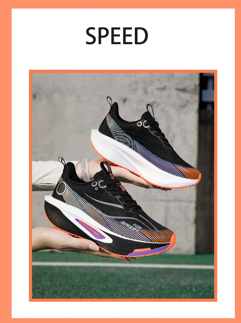 Carbon Plate Running Shoes Breathable Non-Slip Sport Sneakers