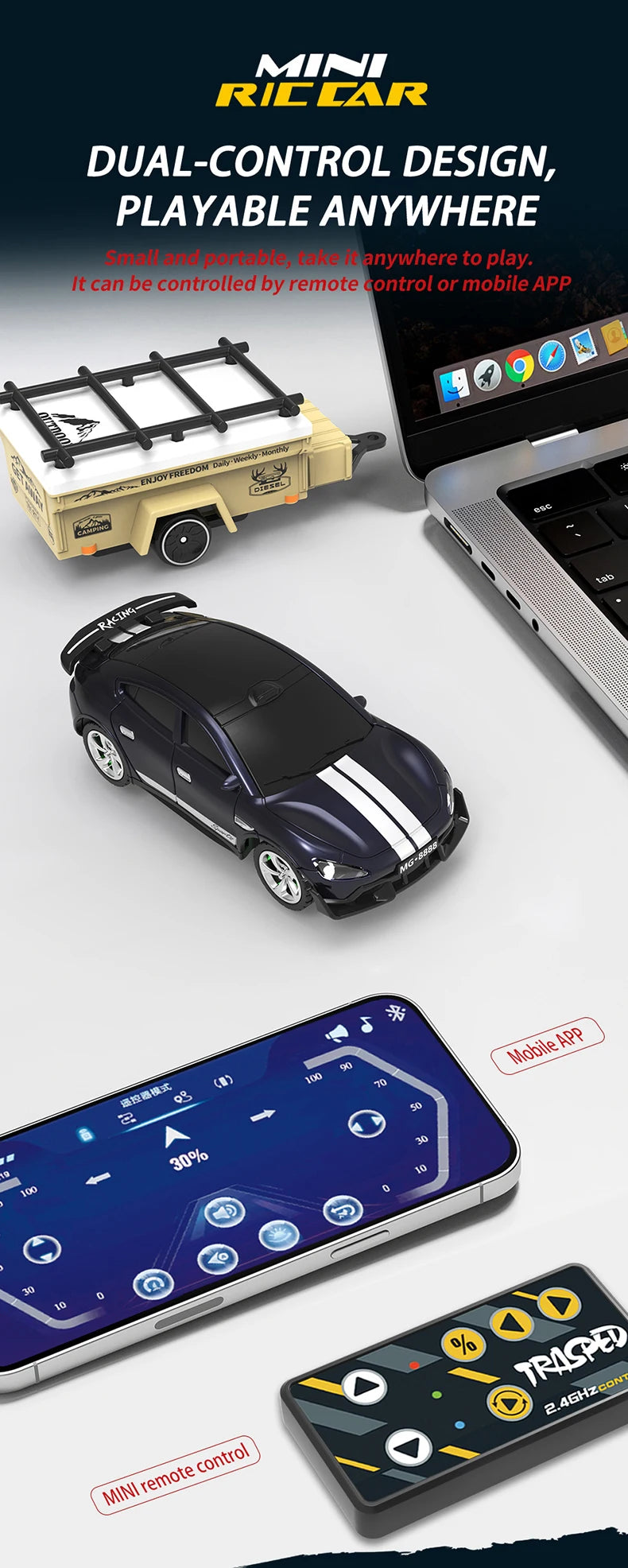 1:64 Alloy Mini RC Drift Car 2.4G Remote Control Toy