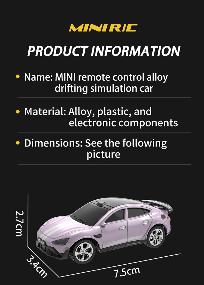 1:64 Alloy Mini RC Drift Car 2.4G Remote Control Toy