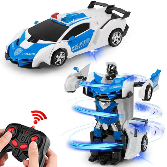 2-in-1 RC Car Robot Transforming Remote Toy for Kids