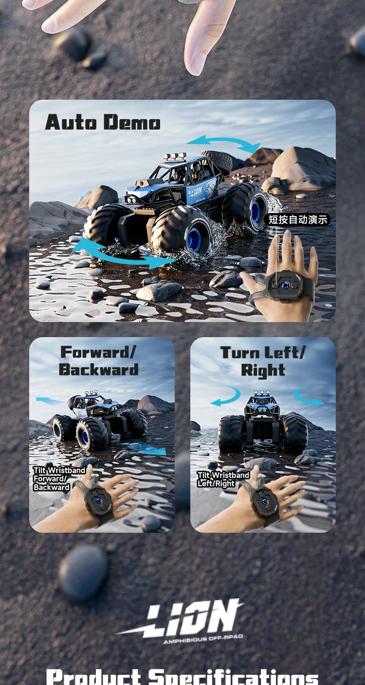 2-in-1 Amphibious RC Car Boat 4WD Waterproof Toy