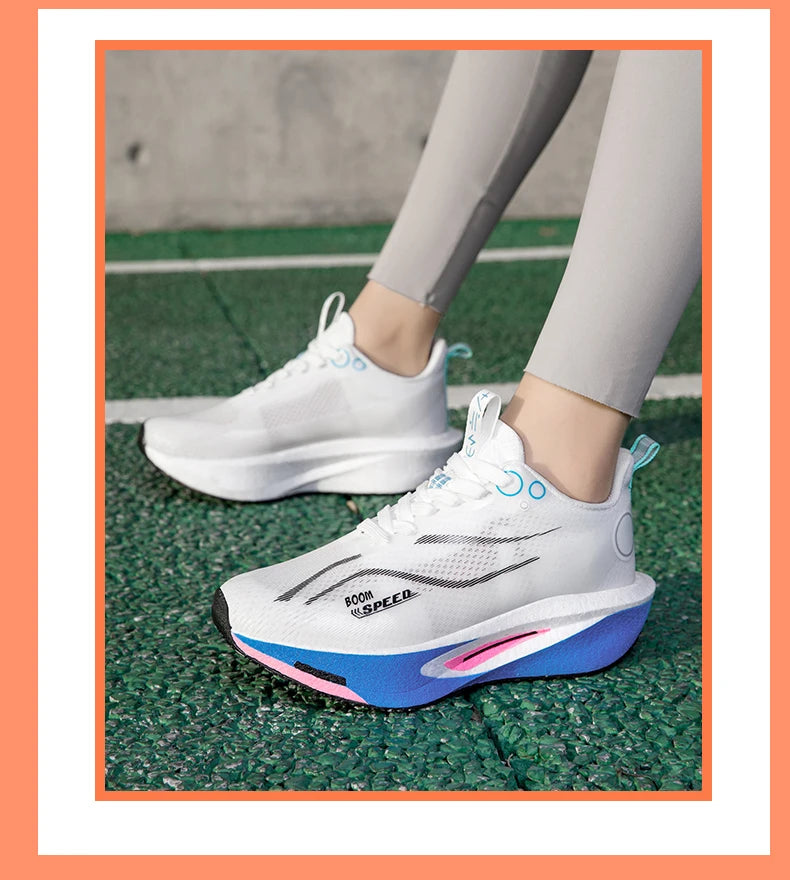 Carbon Plate Running Shoes Breathable Non-Slip Sport Sneakers