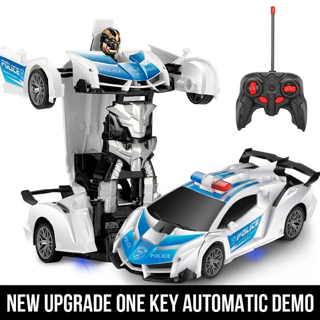 2-in-1 RC Car Robot Transforming Remote Toy for Kids