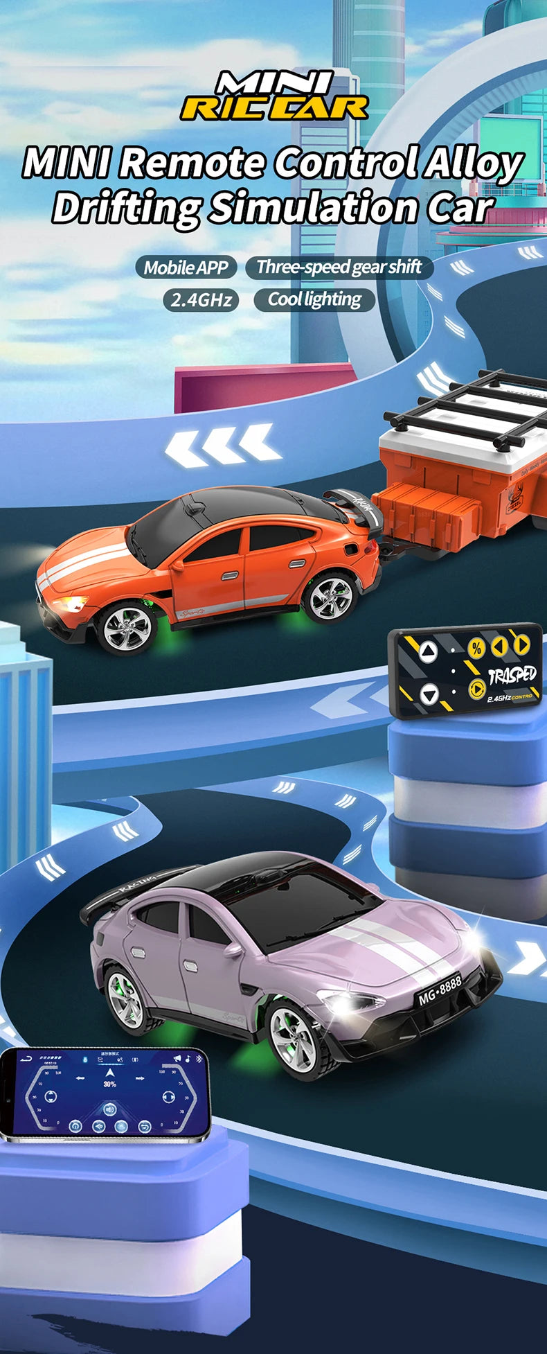 1:64 Alloy Mini RC Drift Car 2.4G Remote Control Toy