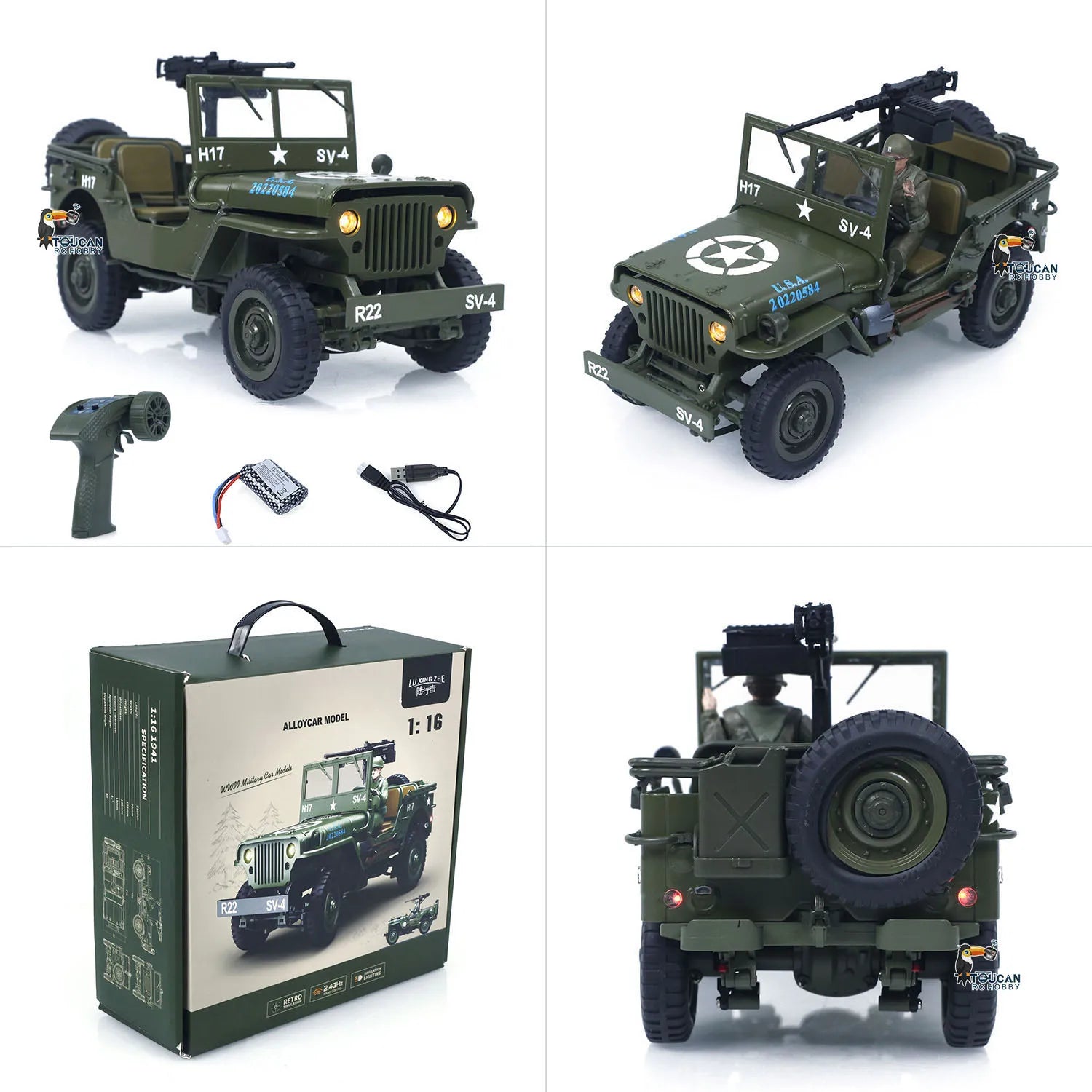 1/16 RC Off-Road 4x4 Military Truck Electric Toy