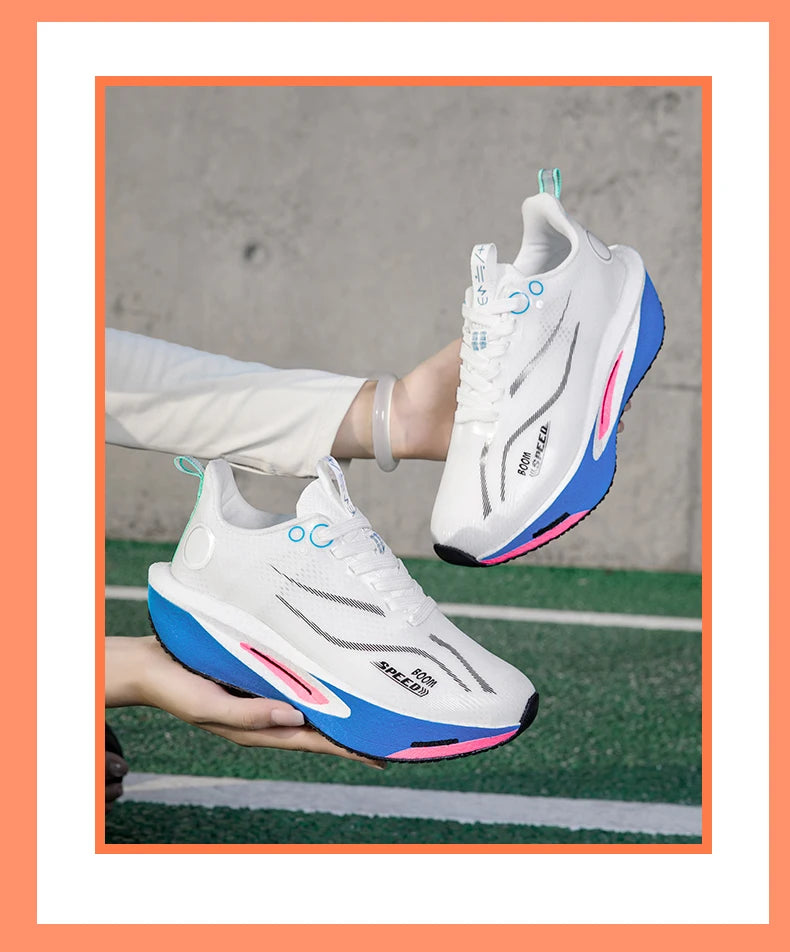 Carbon Plate Running Shoes Breathable Non-Slip Sport Sneakers