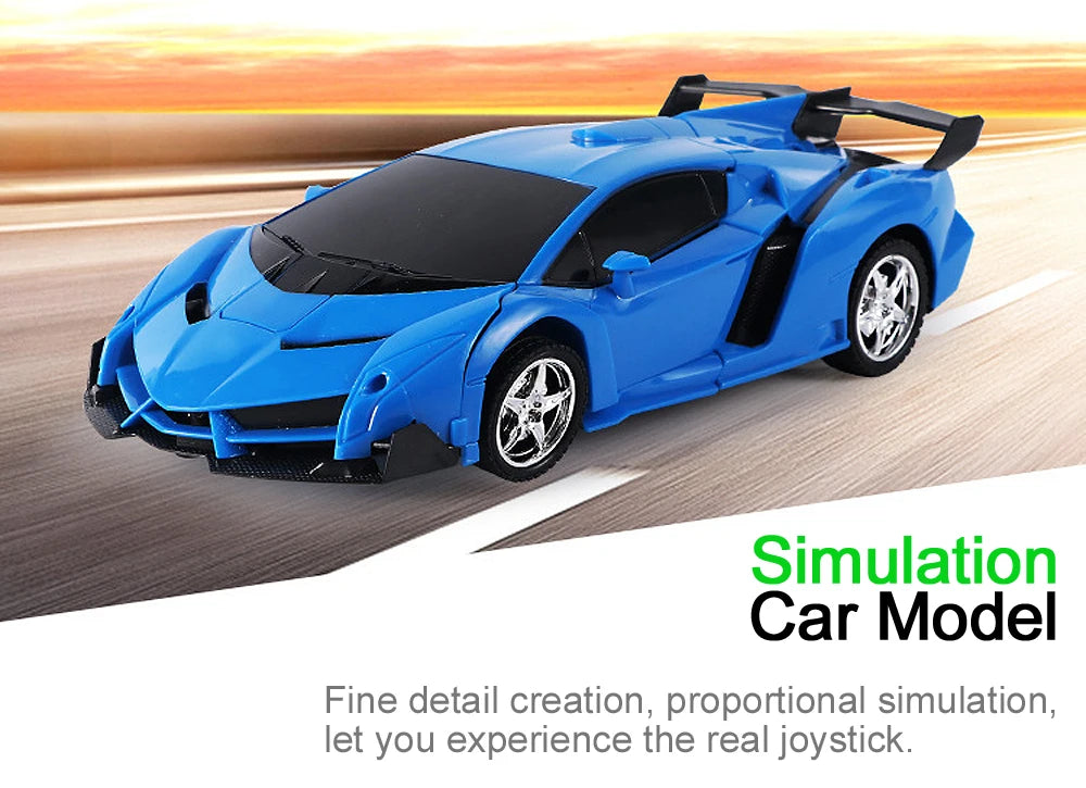 2-in-1 RC Car Robot Transforming Remote Toy for Kids