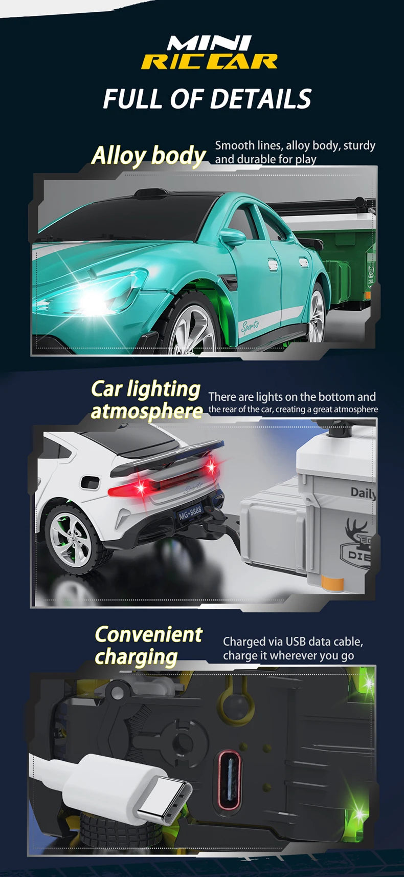 1:64 Alloy Mini RC Drift Car 2.4G Remote Control Toy