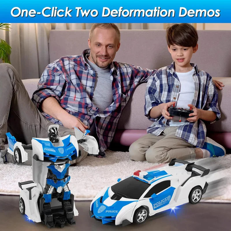 2-in-1 RC Car Robot Transforming Remote Toy for Kids