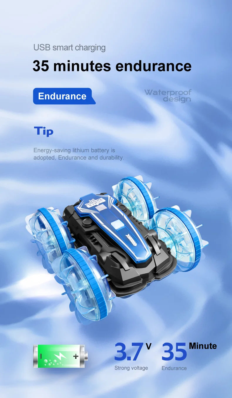 Amphibious RC Car Waterproof 360° Flip Stunt Toy